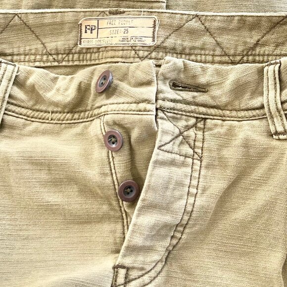 FREE PEOPLE High-Rise Button-Fly Moss Green Utility Boyfriend Pant Size 25 - Picture 14 of 16